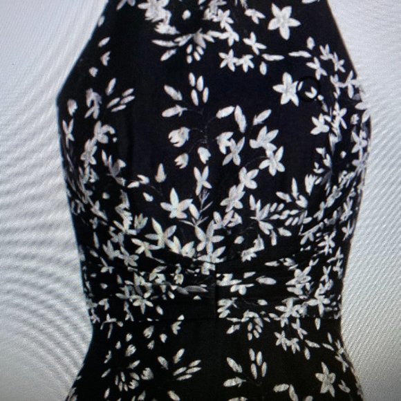 ML Monique Lhuillier Dress Size 10 Black w/white & silver flowers - Picture 4 of 9